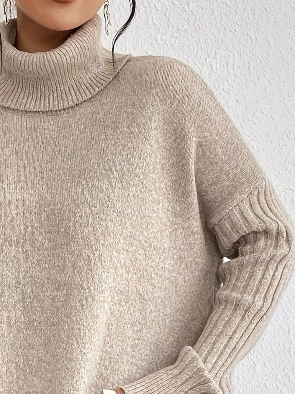 Turtleneck Dropped Shoulder Sweater, image 3