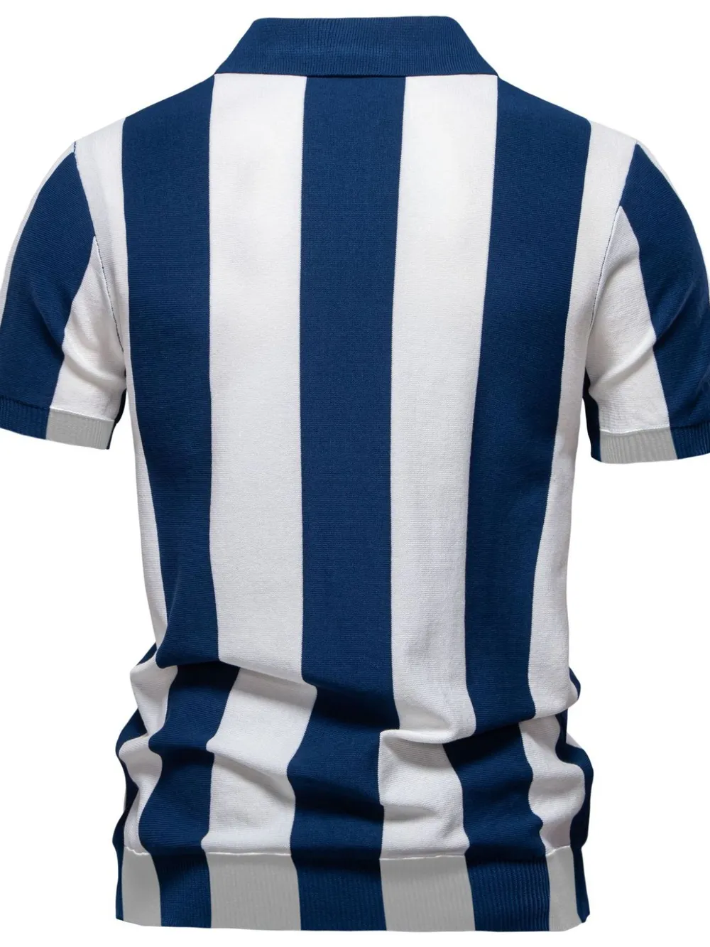 Men's Classic Striped Zip Collar Polo Shirt, image 3