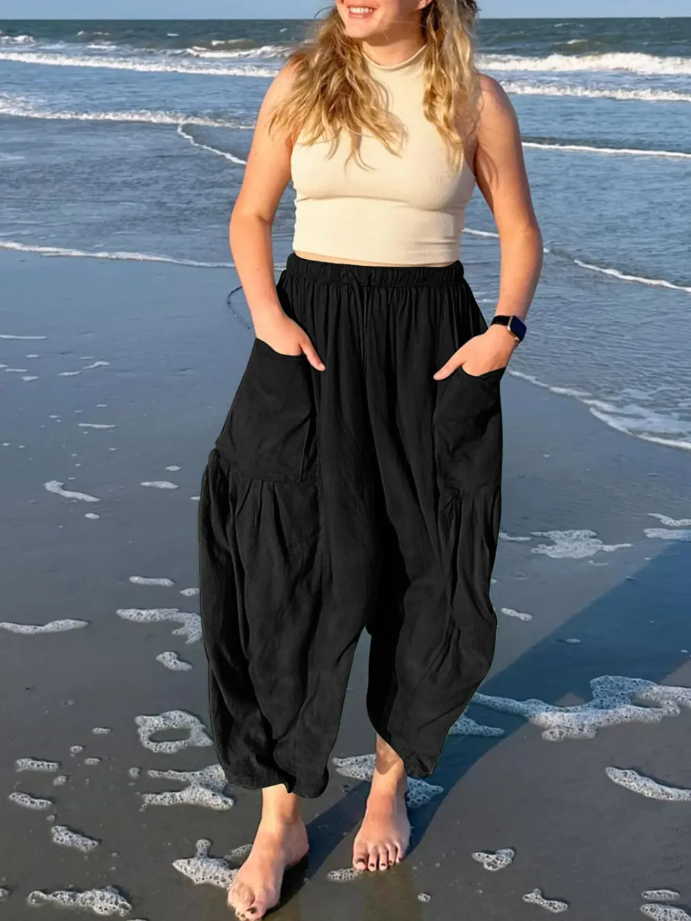 Full Size Drawstring Pants with Pockets Plus Size, image 5
