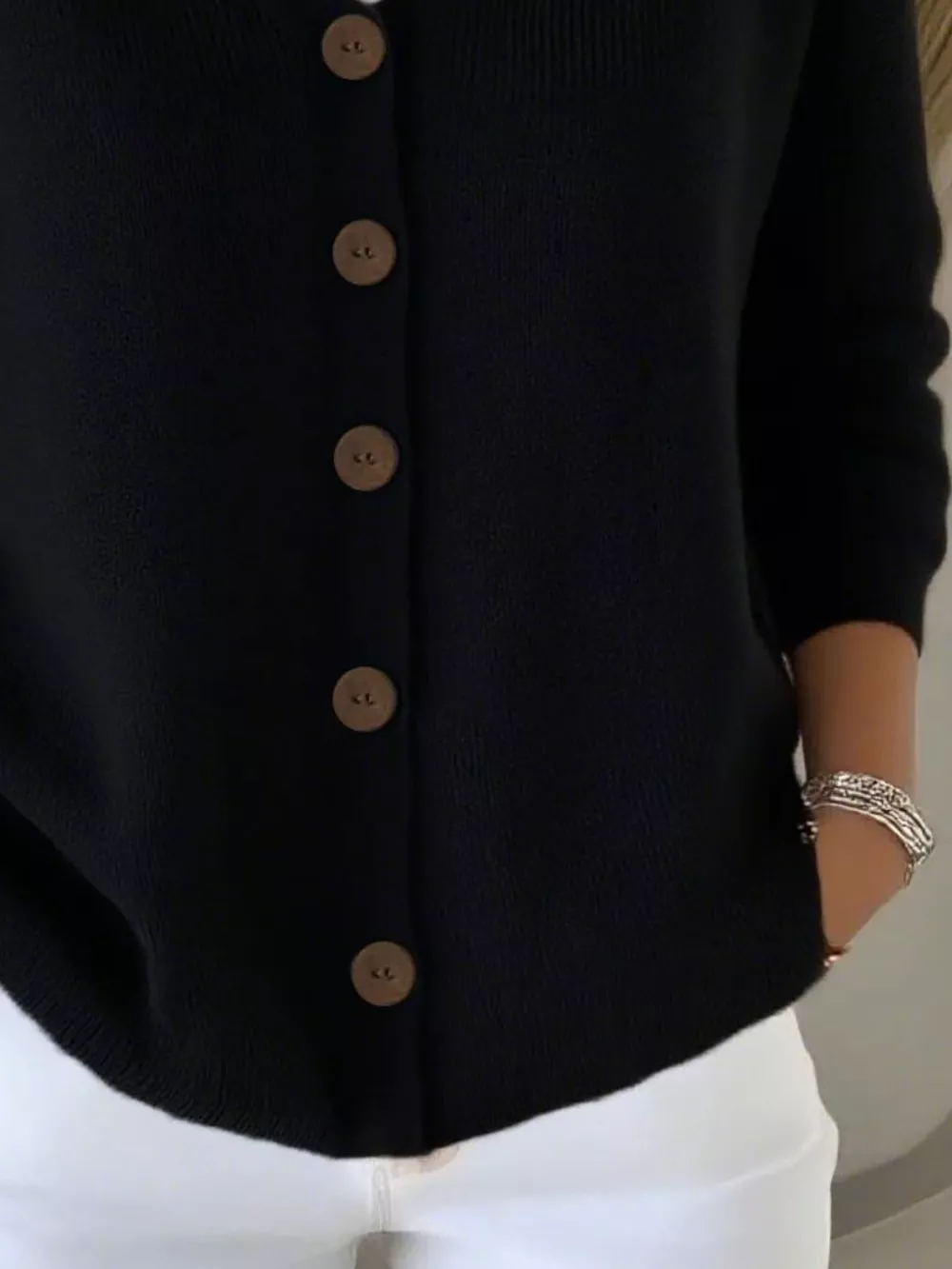 Full Size V-Neck Button-Down Knit Cardigan Plus Size, image 9