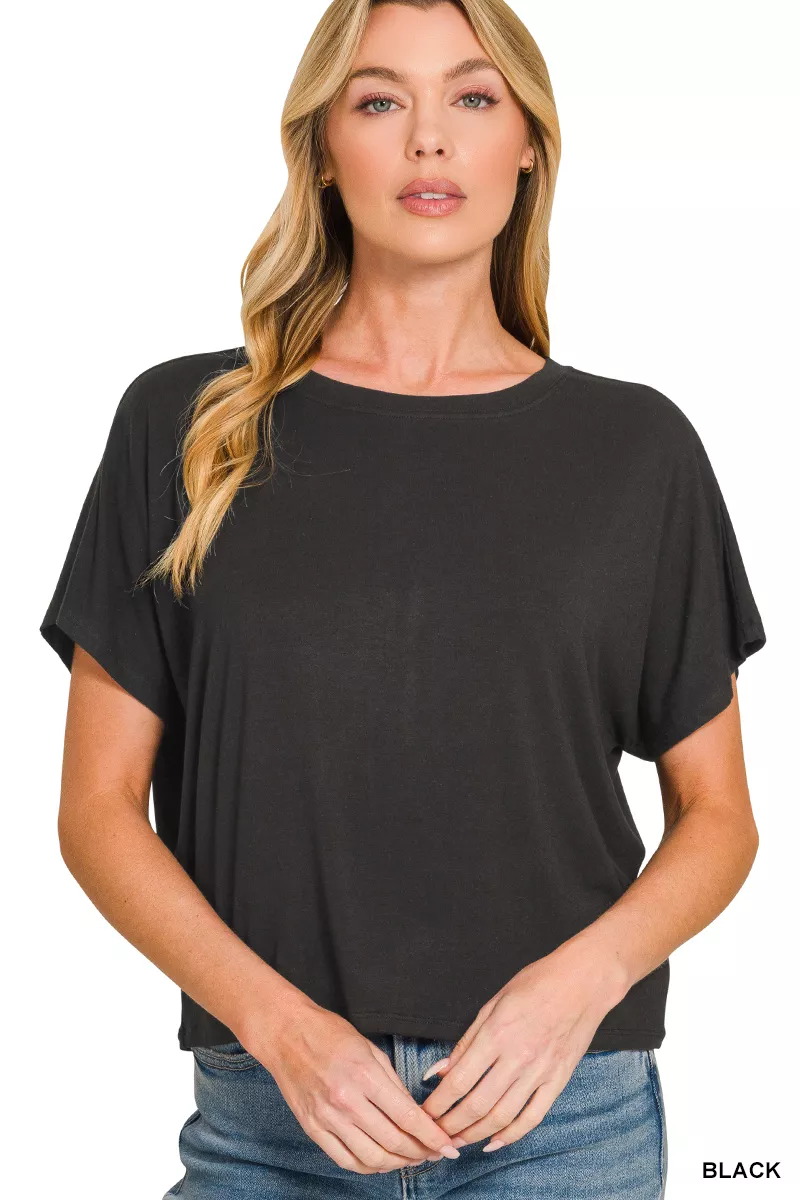 Round Neck Short Sleeve Cropped T-Shirt, image 2