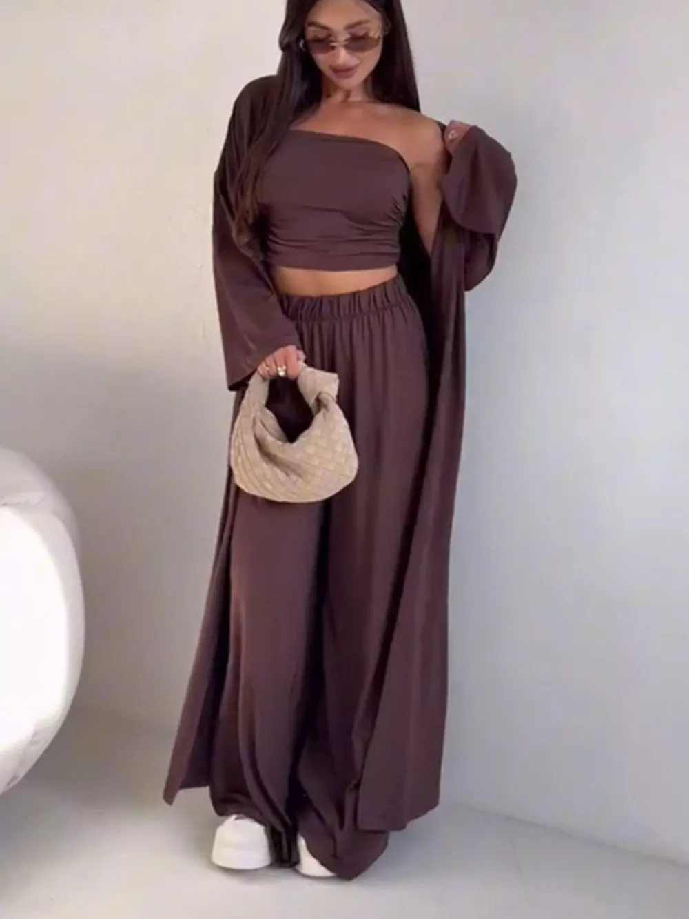 Tube Top & Cardigan & Pants Three Piece Set, image 8