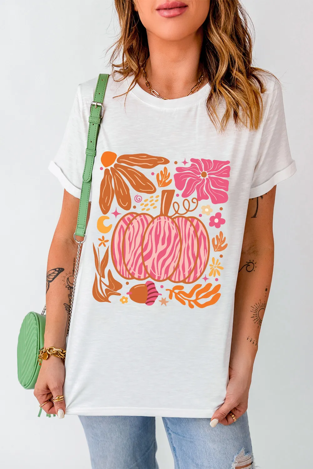 Graphic Round Neck Short Sleeve T-Shirt, image 2