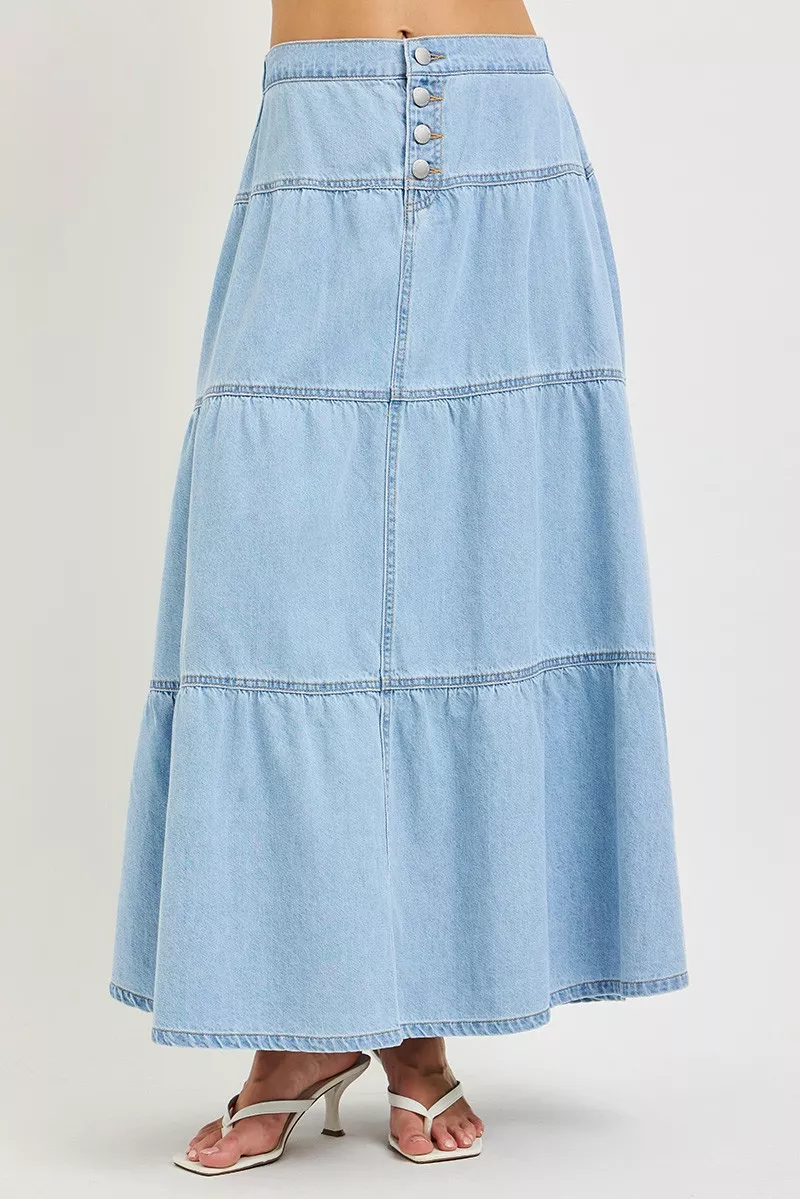 High Rise Ruffle Long Skirts