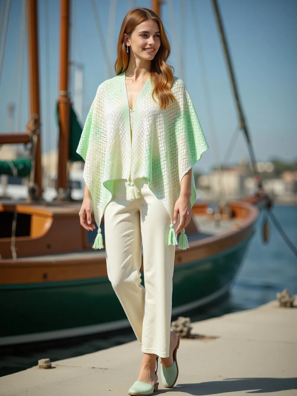 Openwork Tassel Gradient Knit Cover Up, image 8