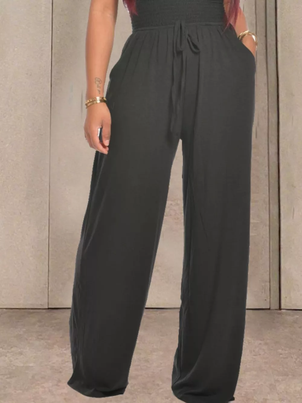 Strapless Smocked Wide-Leg Jumpsuit, image 21