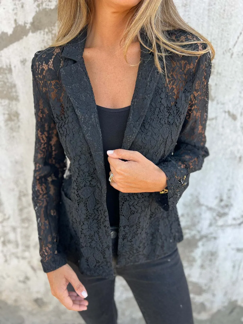 Full Size Lace Open-Front Blazer Plus Size, image 4