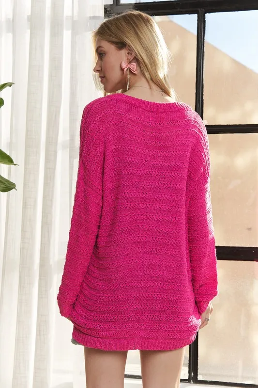 V-Neck Drop Shoulder Long Sleeve Sweater, image 3