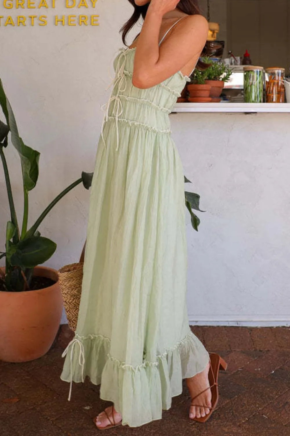Ruffled Hem Frill Midi Cami Dress, image 2