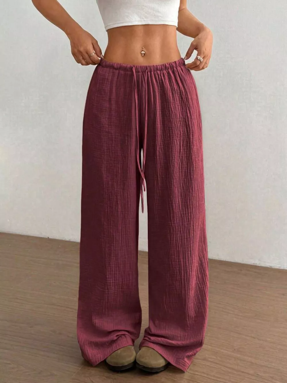 Wide-Leg Drawstring Pants, image 7