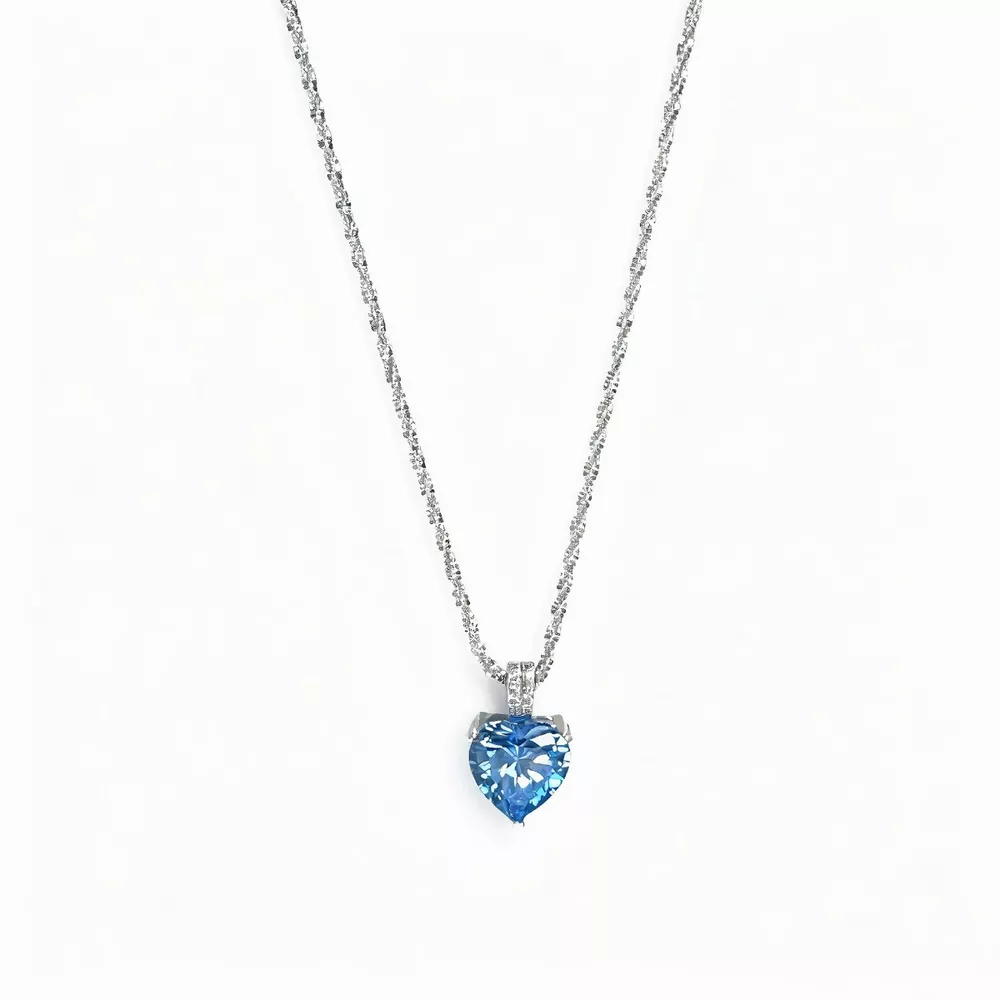 925 Sterling Silver Zircon Heart Necklace, image 4