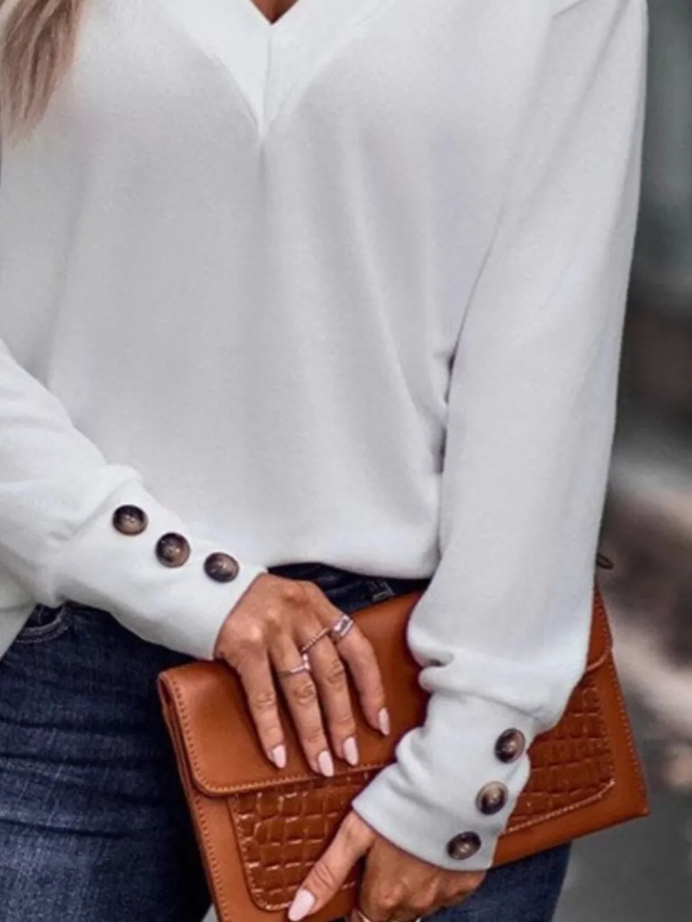 V-Neck Long Sleeve T-Shirt, image 4