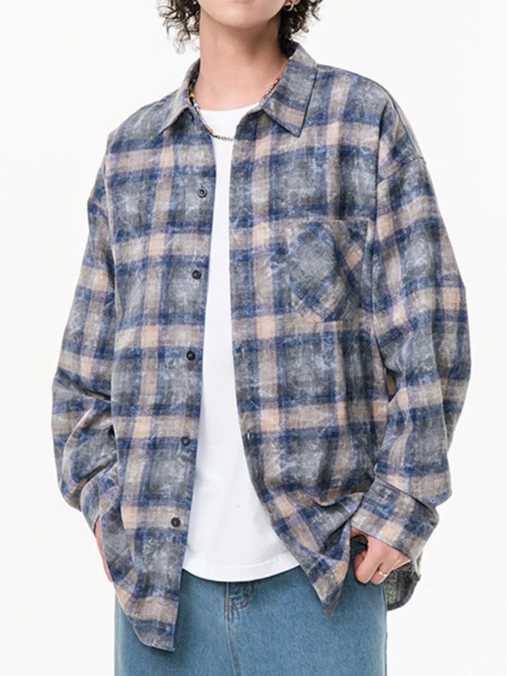 Men's Plus Size Plaid Button Up Long Sleeve Shirt, image 2