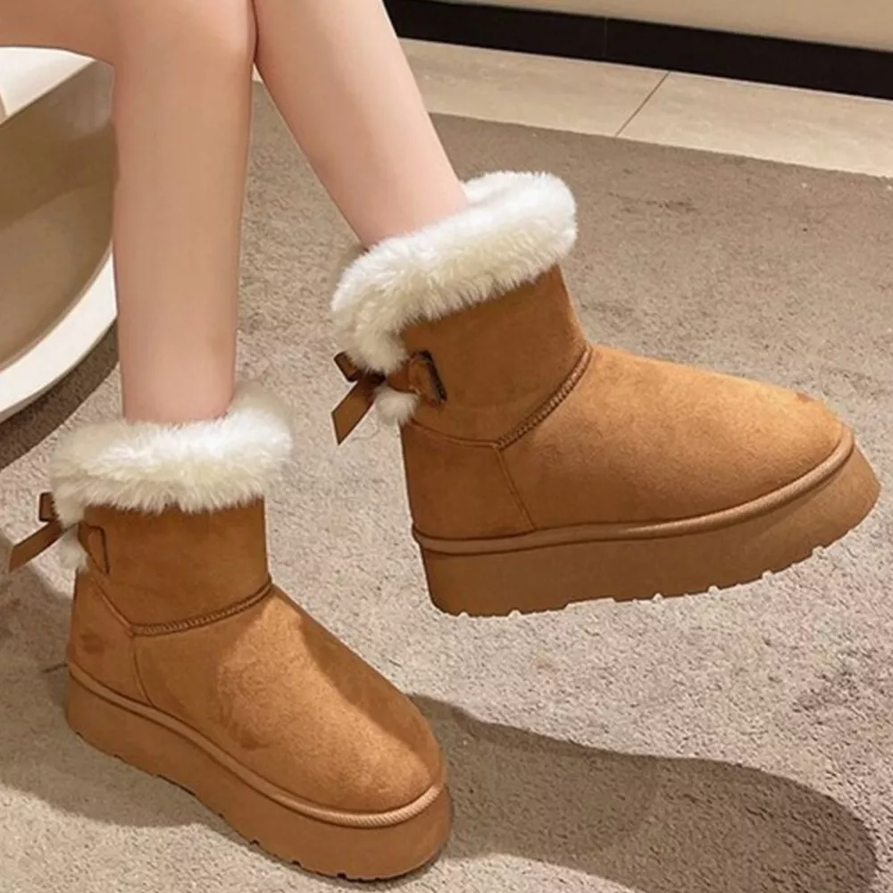 Round Toe Fuzzy Boots, image 2