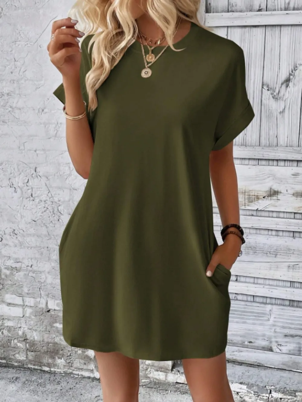 Short Sleeve Mini Tee Dress with Pockets, image 6