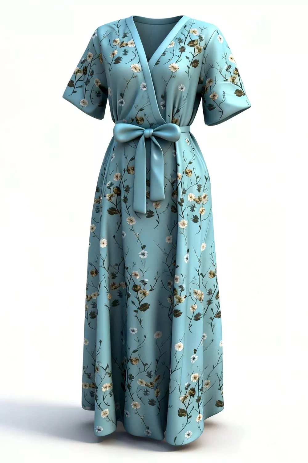 Floral Surplice Short Sleeve Dress, image 2