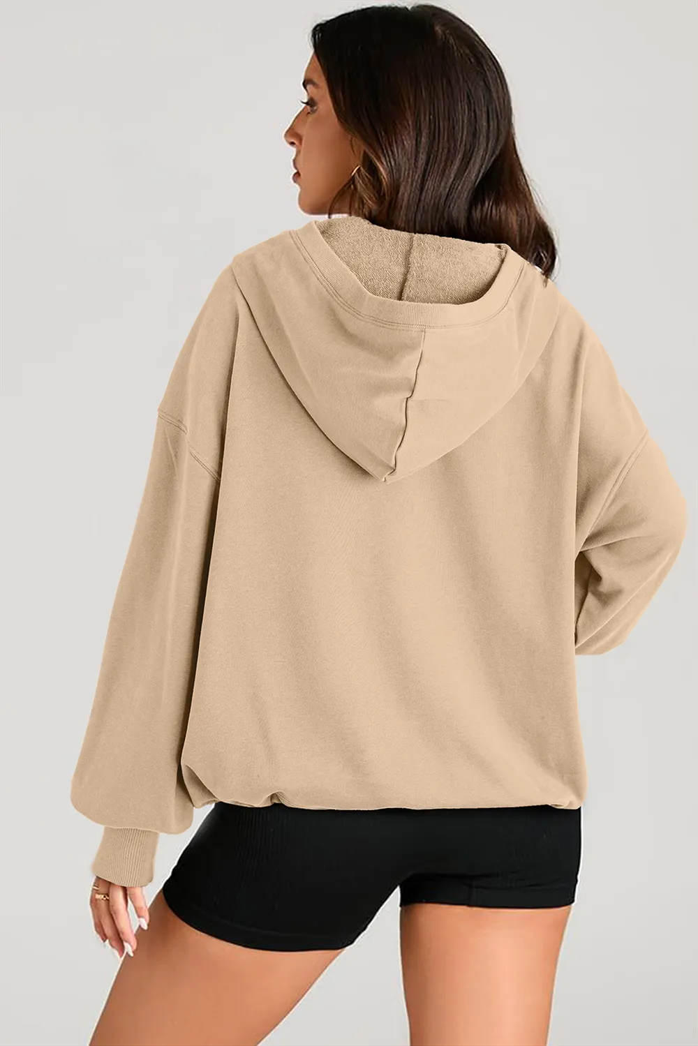 Pocketed Half Zip Long Sleeve Hoodie, image 10