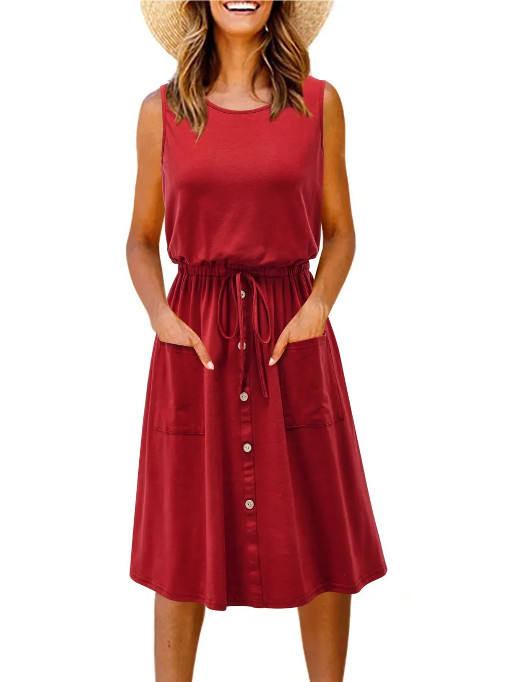 Full Size Round Neck Sleeveless Tank Dress Plus Size, image 3