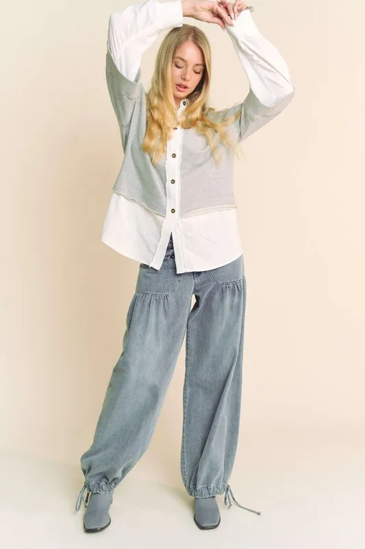 Faux Layered French Terry Contrast Top, image 5