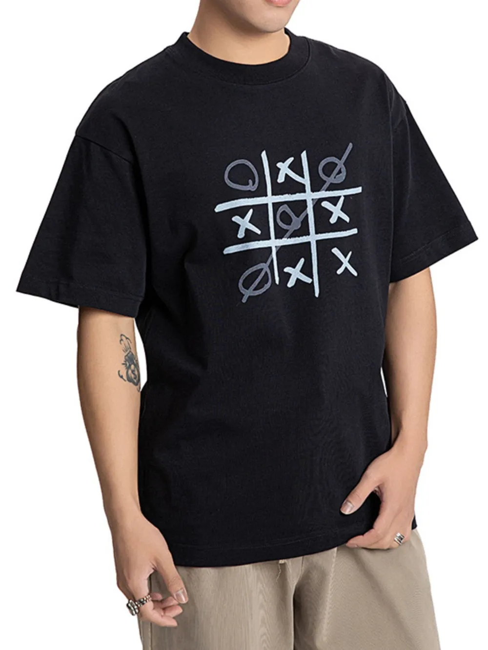 Men's Gaming Tic Tac Toe Graphic Round Neck T-Shirt, image 3