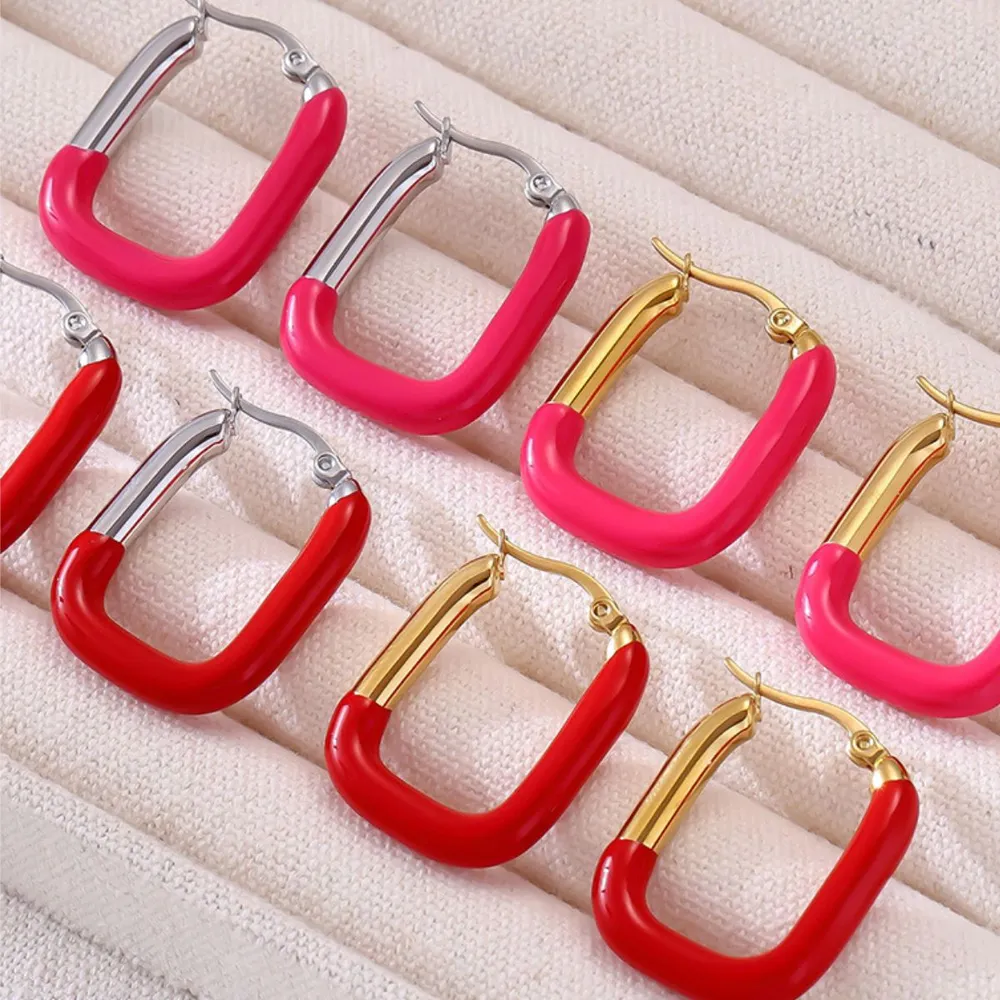Stainless Steel Drip Oil Contrast Earring, image 5