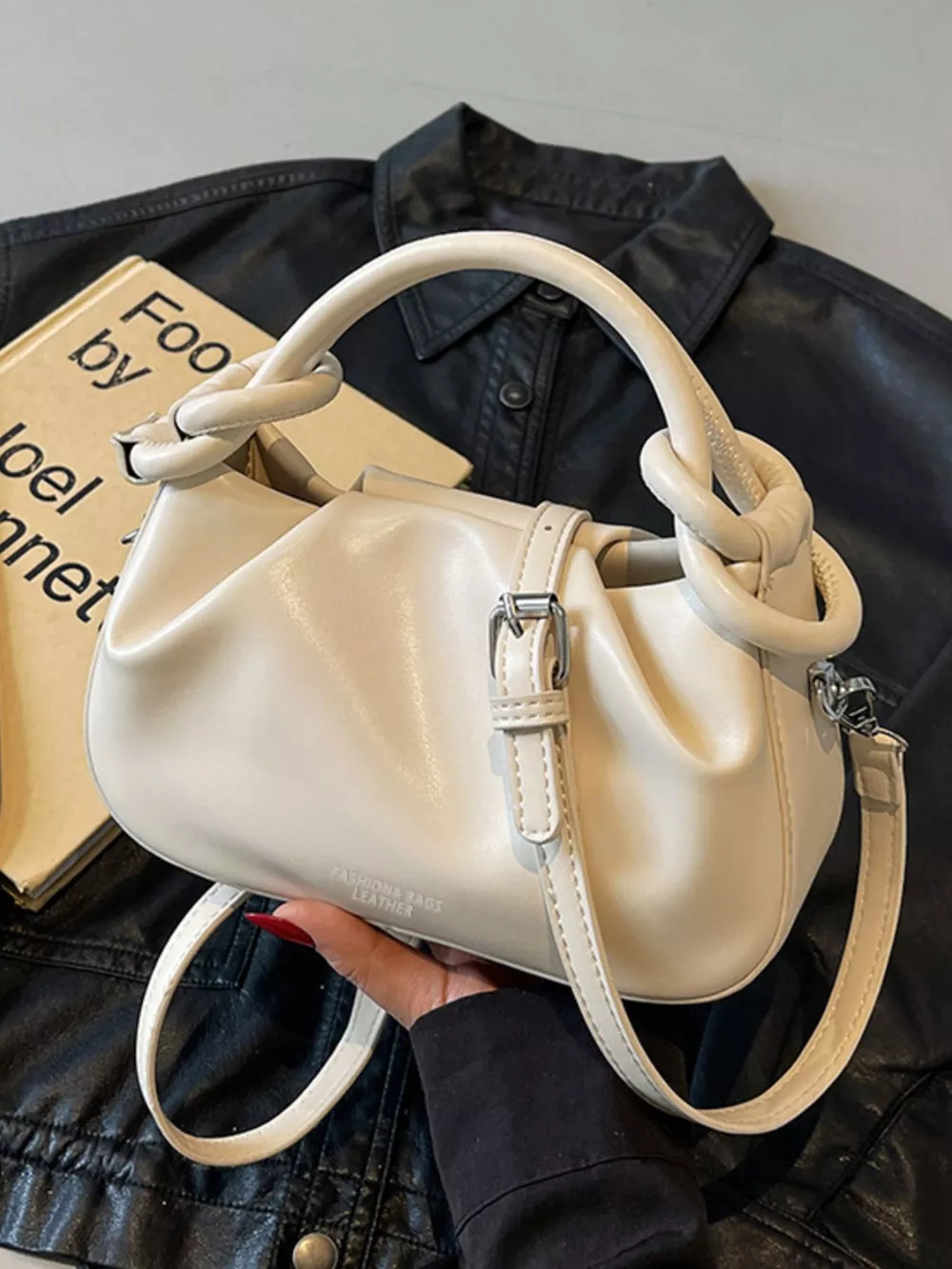 Knot Handle Ruched Crossbody Bag, image 3