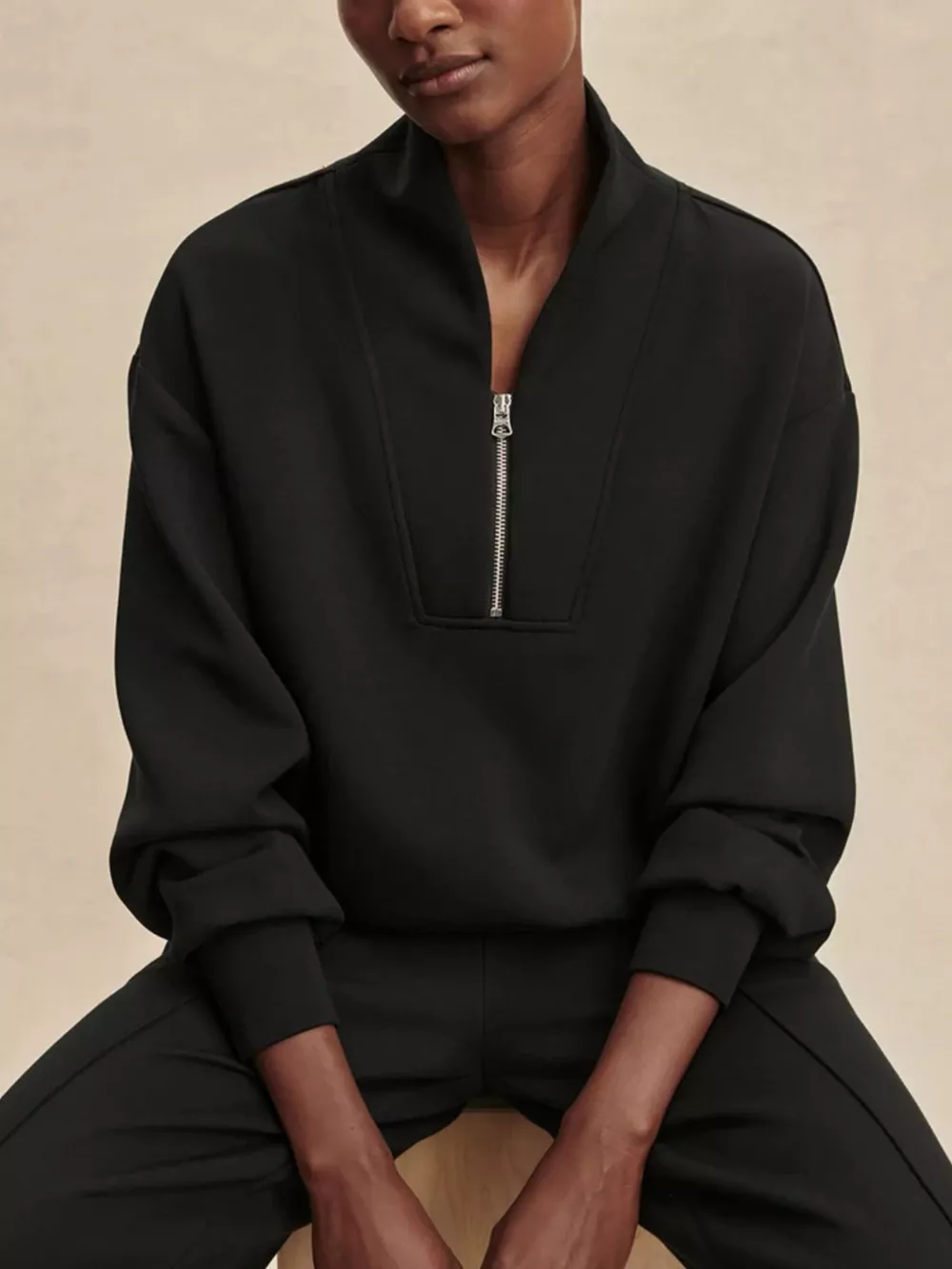 Quarter-Zip Sweatshirt and Wide-Leg Pants Set, image 6