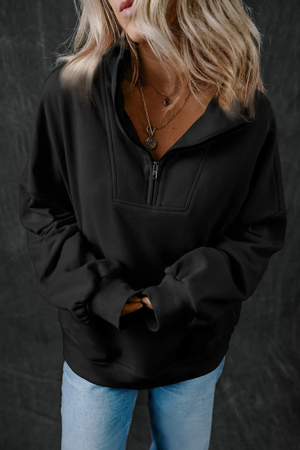 Half Zip Long Sleeve Sweatshirt, image 5
