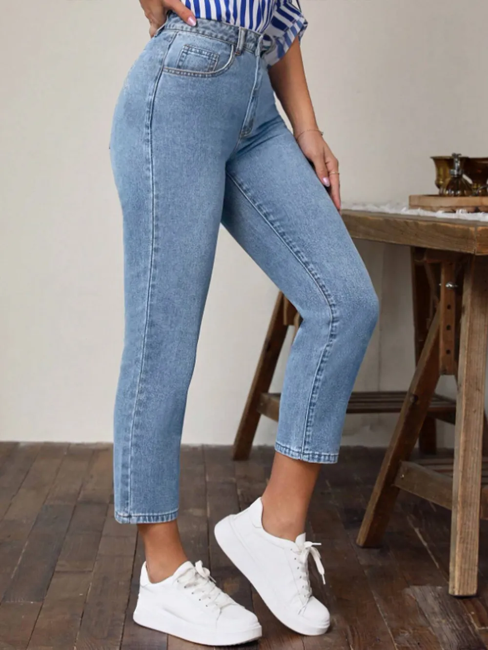 High Waist Jeans with Pockets, image 3