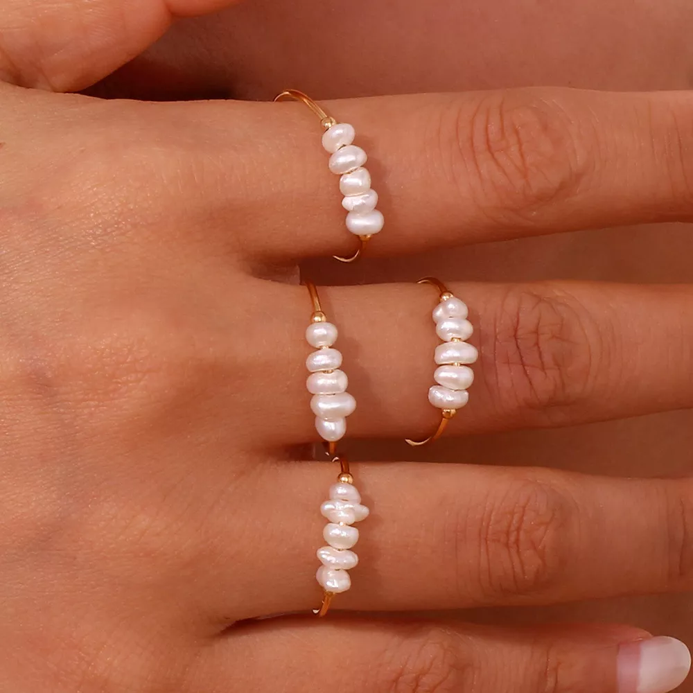 18K Gold-Plated Baroque Pearl Ring, image 10