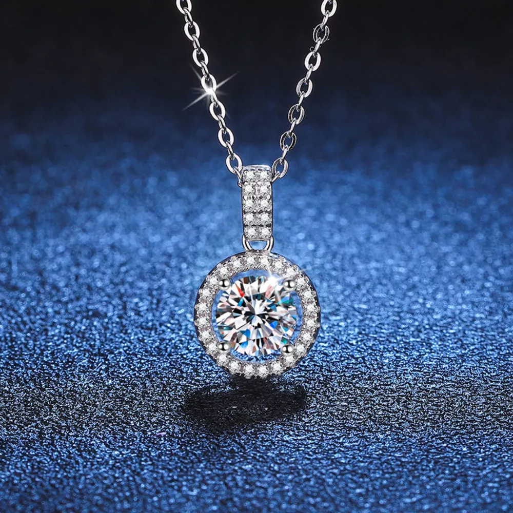 1 Carat Moissanite 925 Sterling Silver Pendant Necklace, image 5