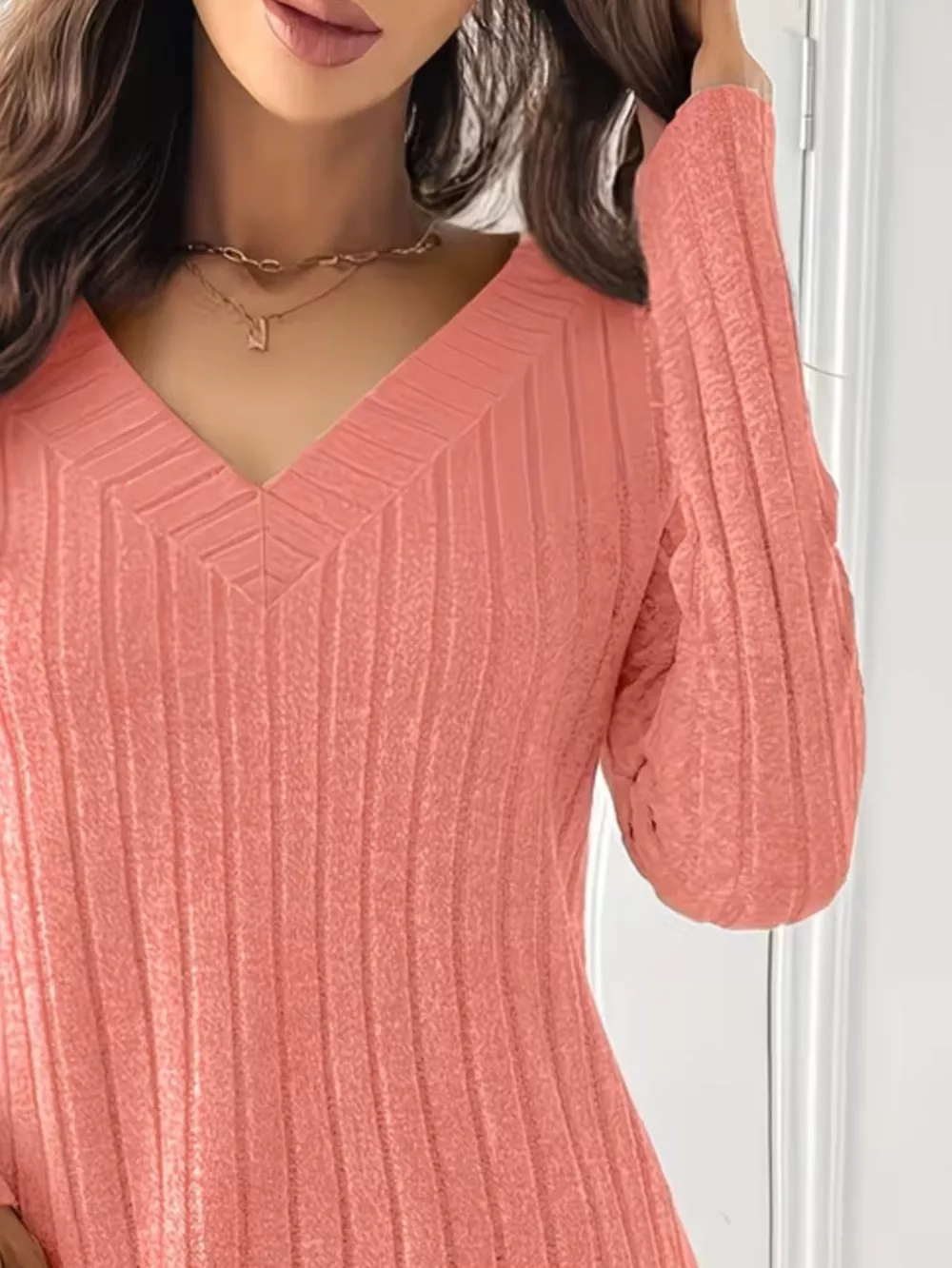 Ribbed Knit Long Sleeve T-Shirt, image 12