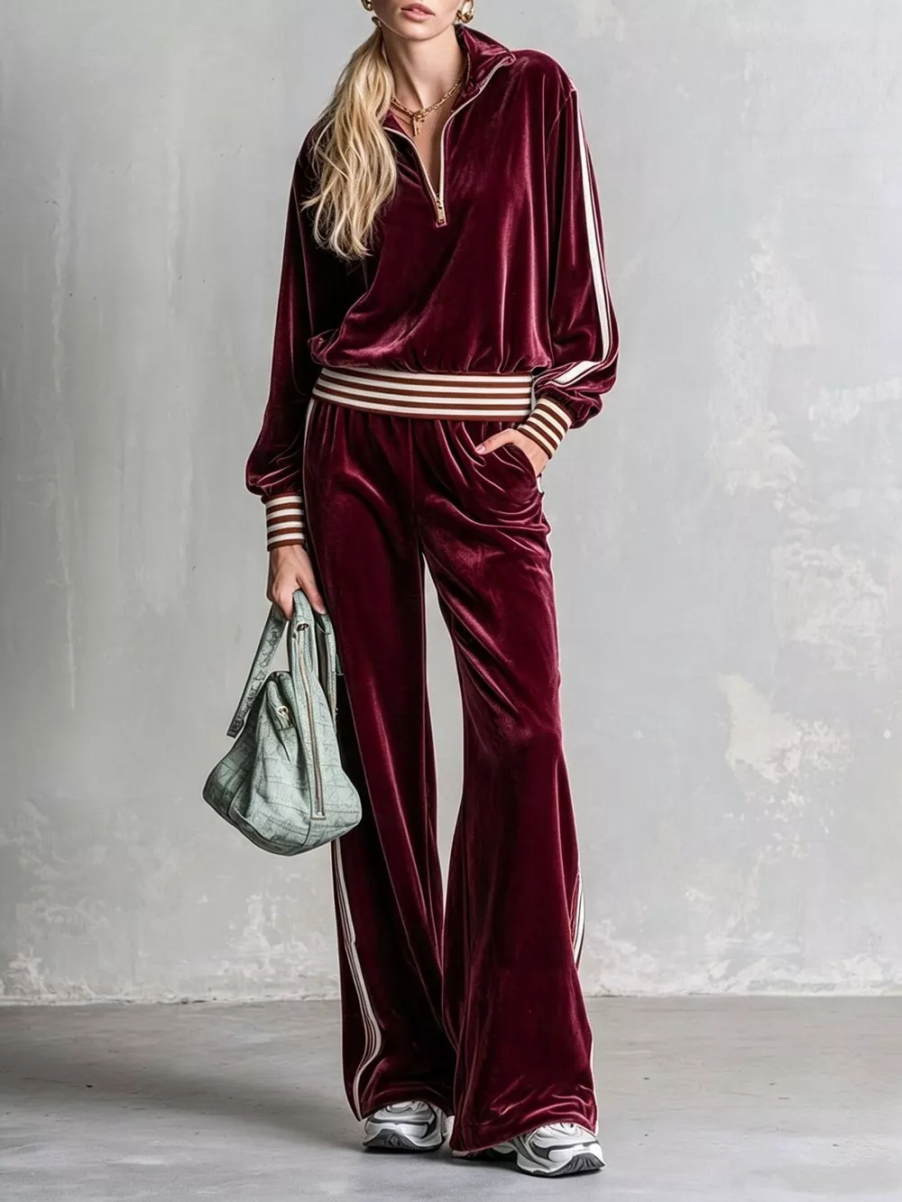 Striped Half Zip Top and Pants Set, image 10