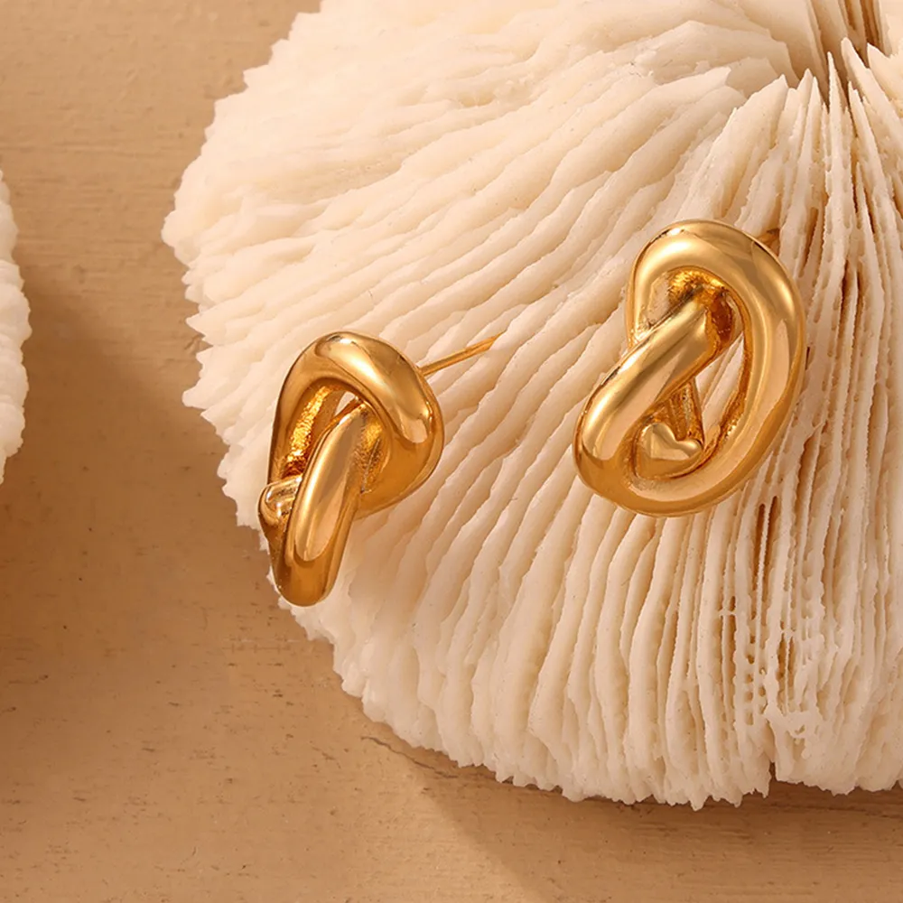 Titanium Steel Knot Stud Earrings, image 2
