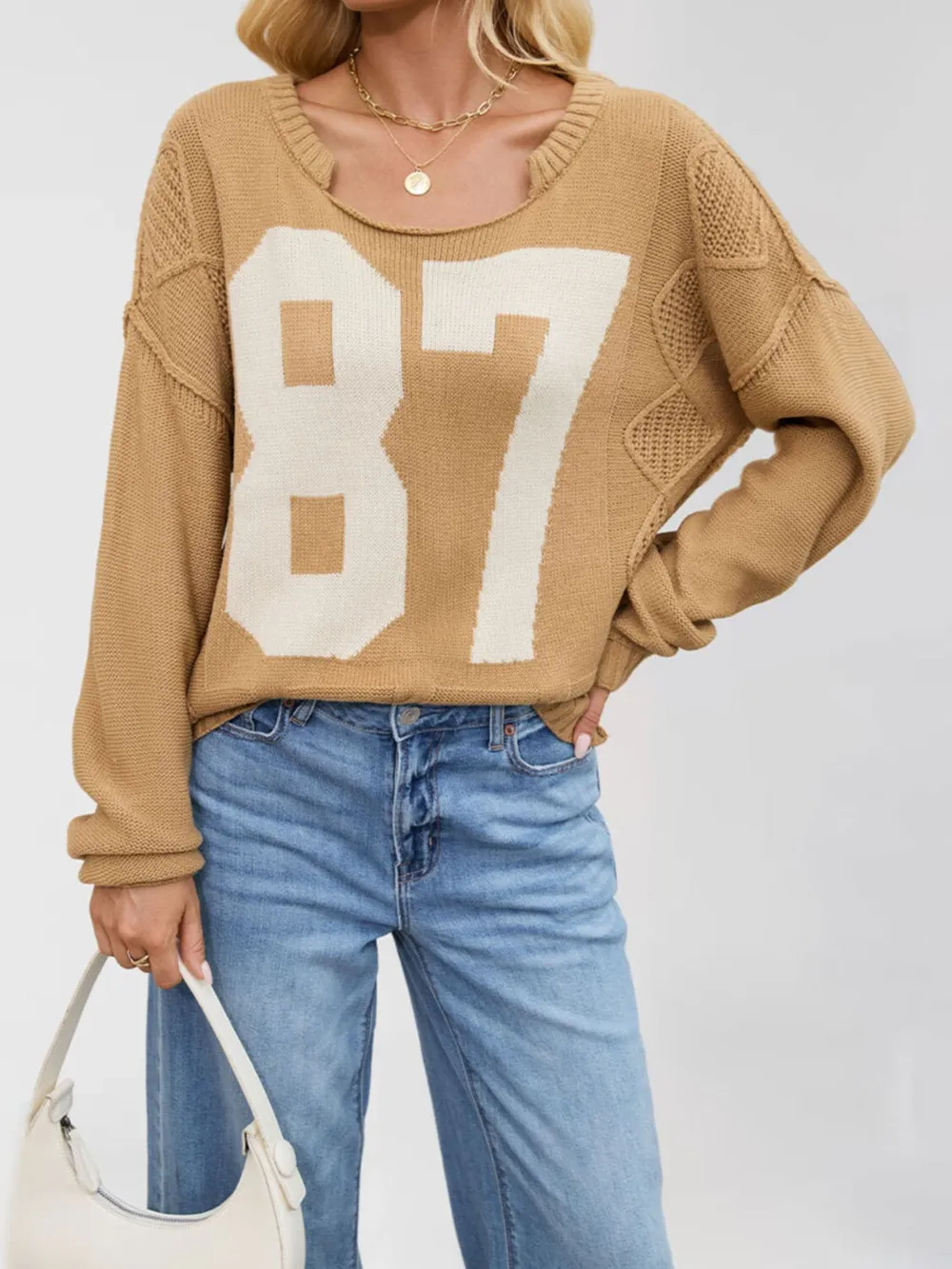 Number 81 Oversized Cable Knit Sweater, image 6