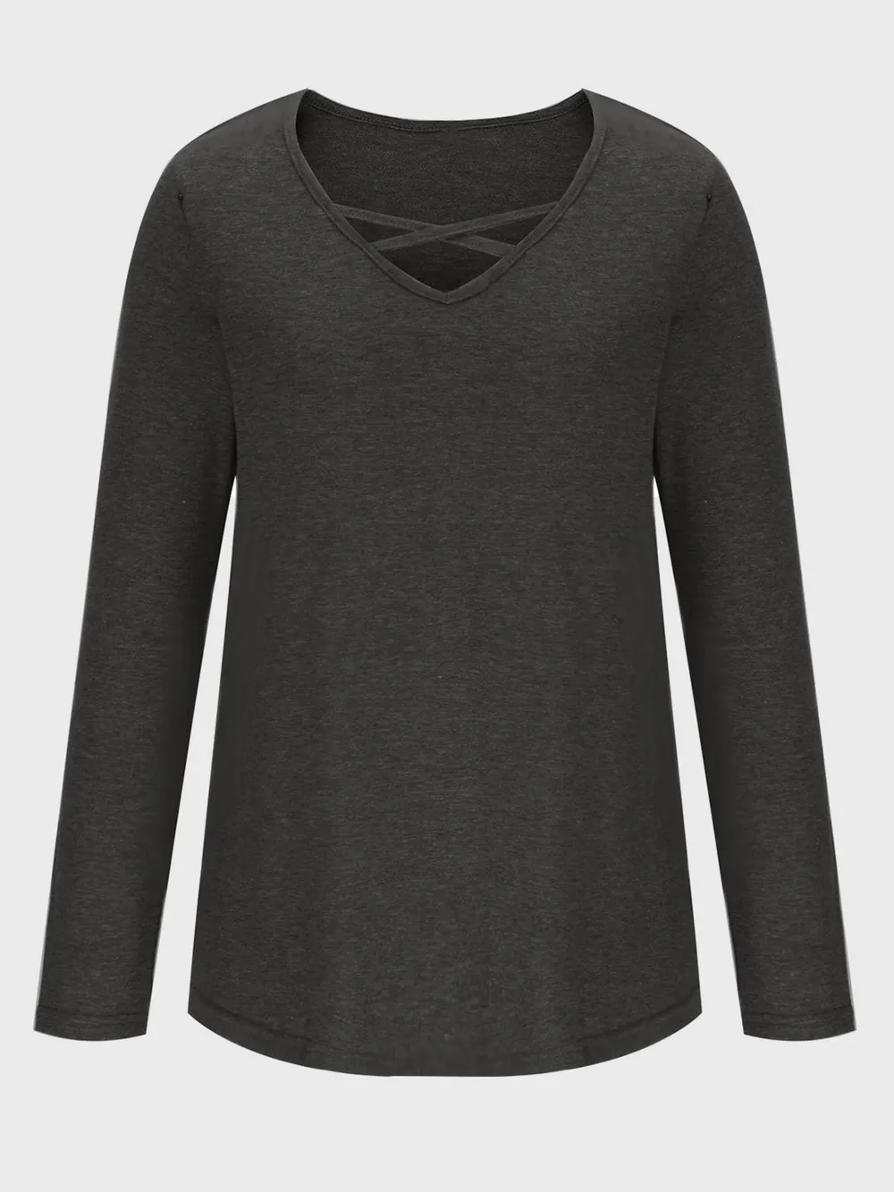 Crisscross V-Neck Long Sleeve T-Shirt, image 5