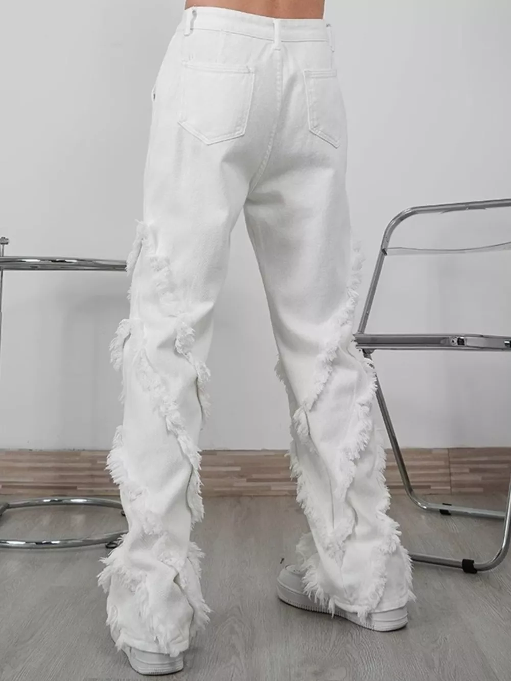 Men's Full Size Fringe Trim Wide Leg Jeans Plus Size, image 5
