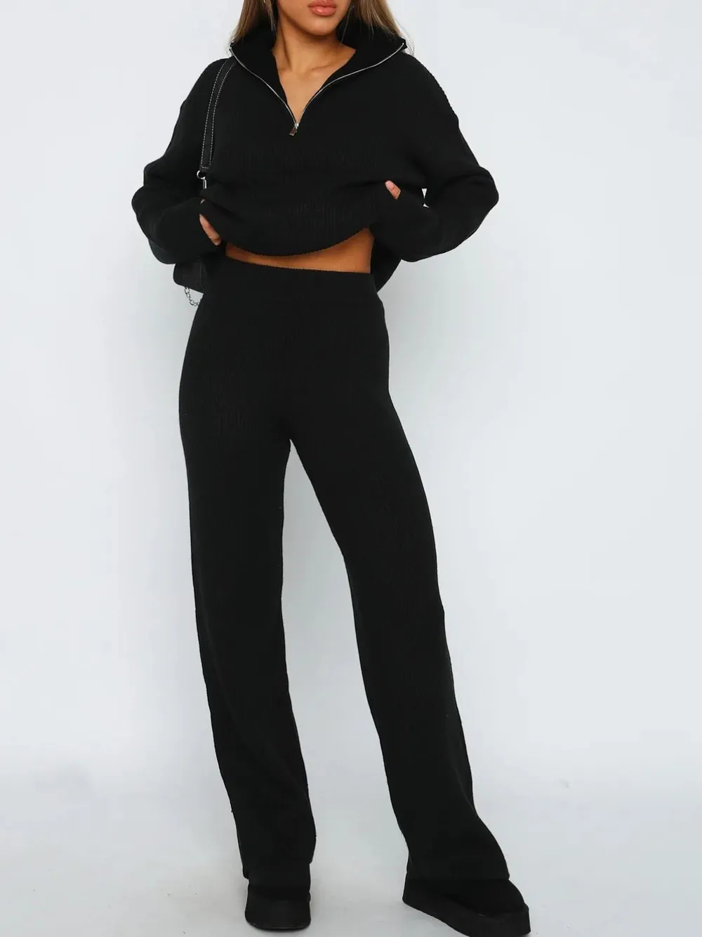 Quarter Zip Long Sleeve Top and Pants Set, image 6
