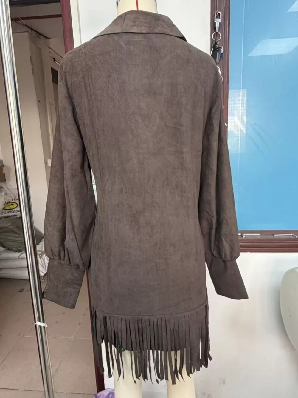 Fringed Lantern Sleeve Dress, image 4