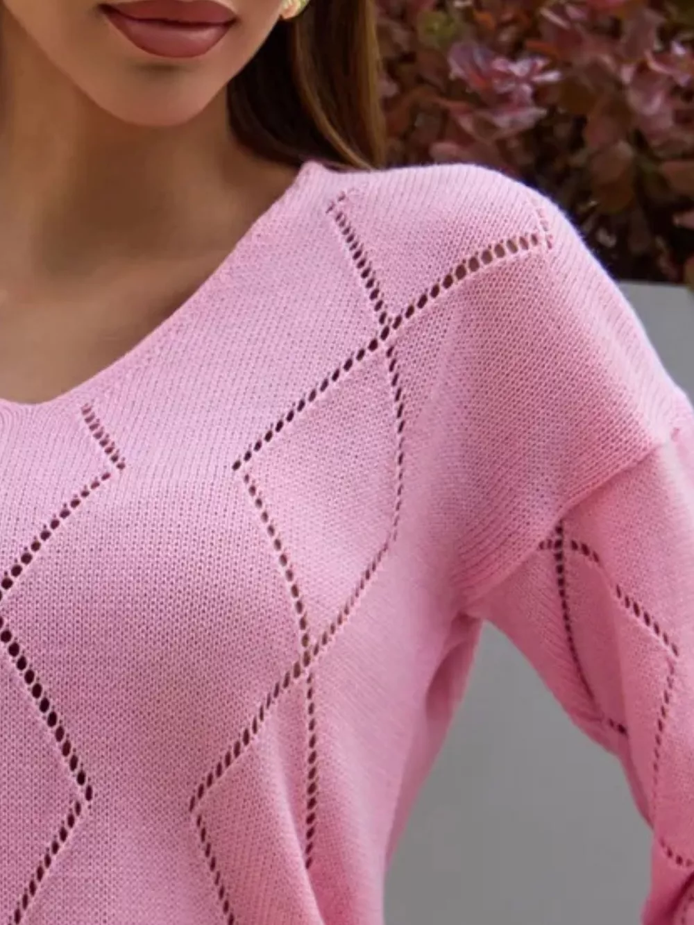 Openwork V-Neck Sweater, image 20