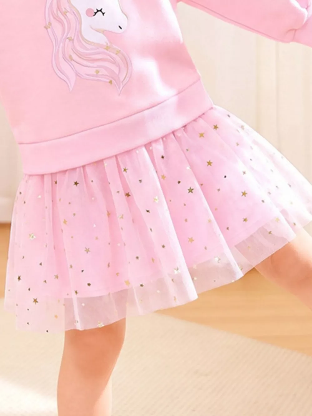 Children's Unicorn Graphic Sweatshirt Tulle Tutu Dress, image 4