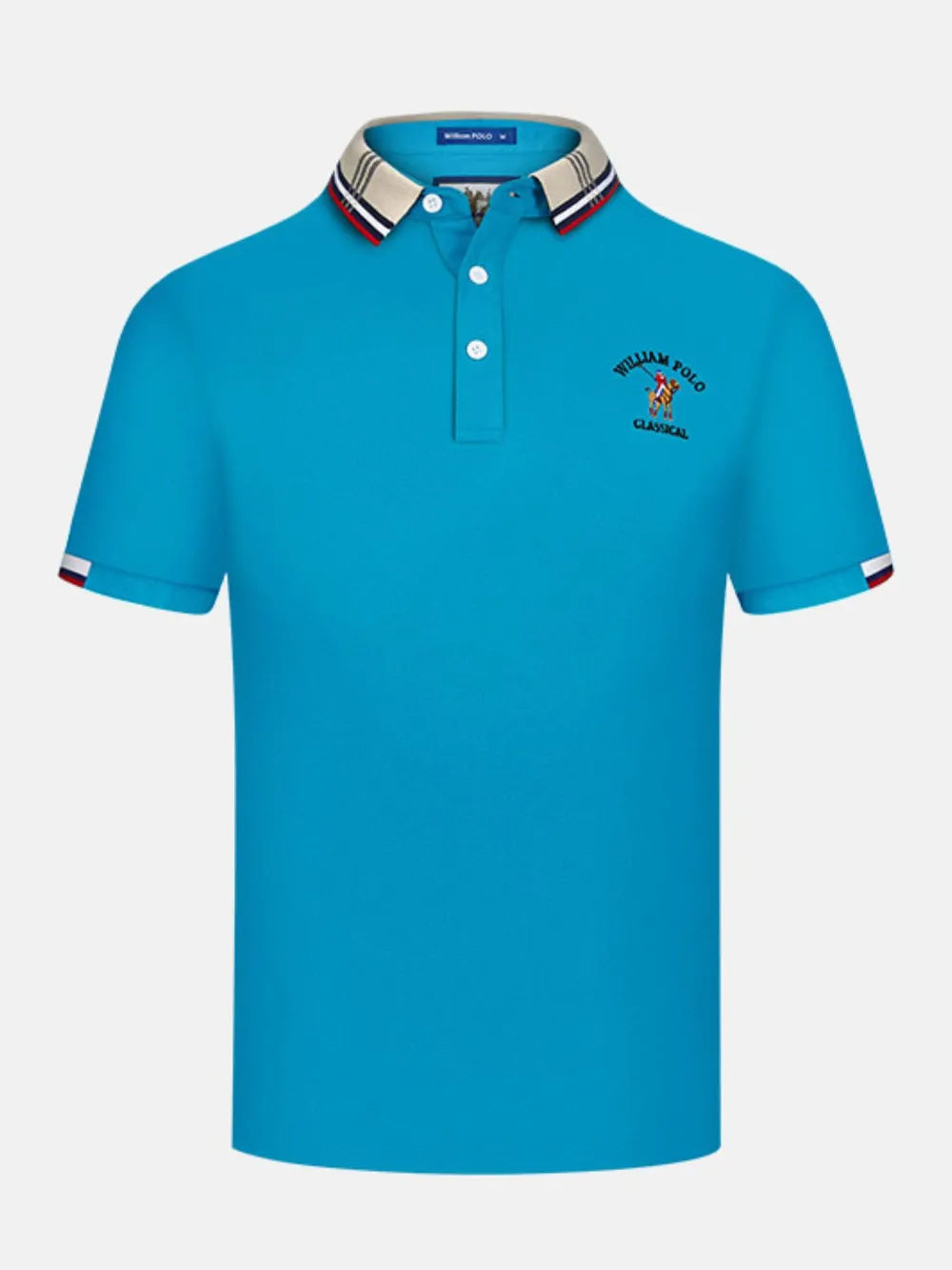 Men's Plus Size Striped Collared Short Sleeve Embroidered Polo, image 8
