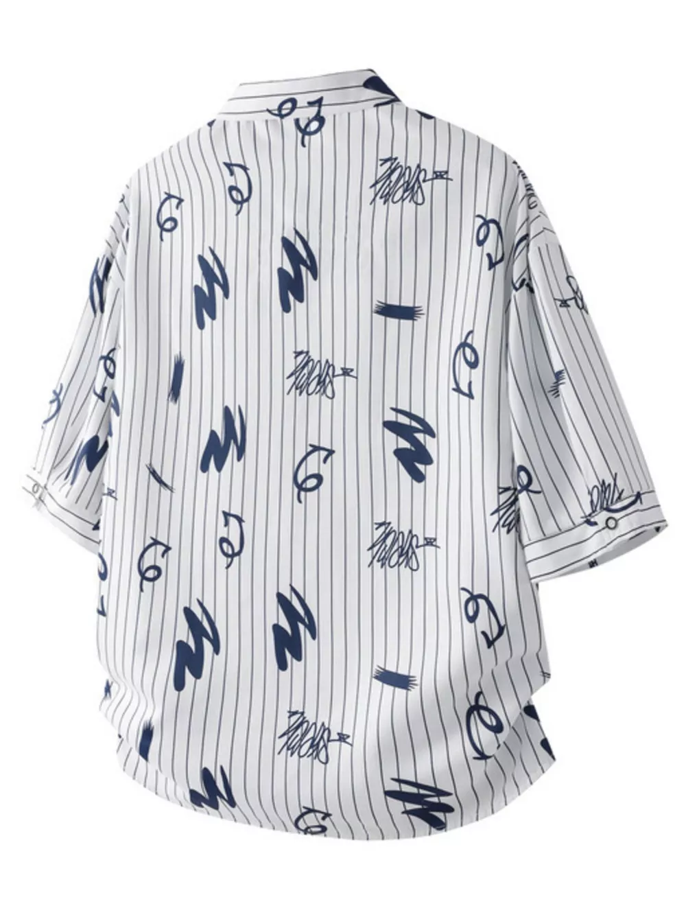 Men's Plus Size Striped Print Short Sleeve Casual Shirt, image 4