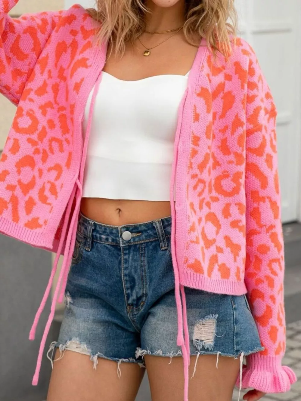 Leopard Tie-Front Cardigan, image 13