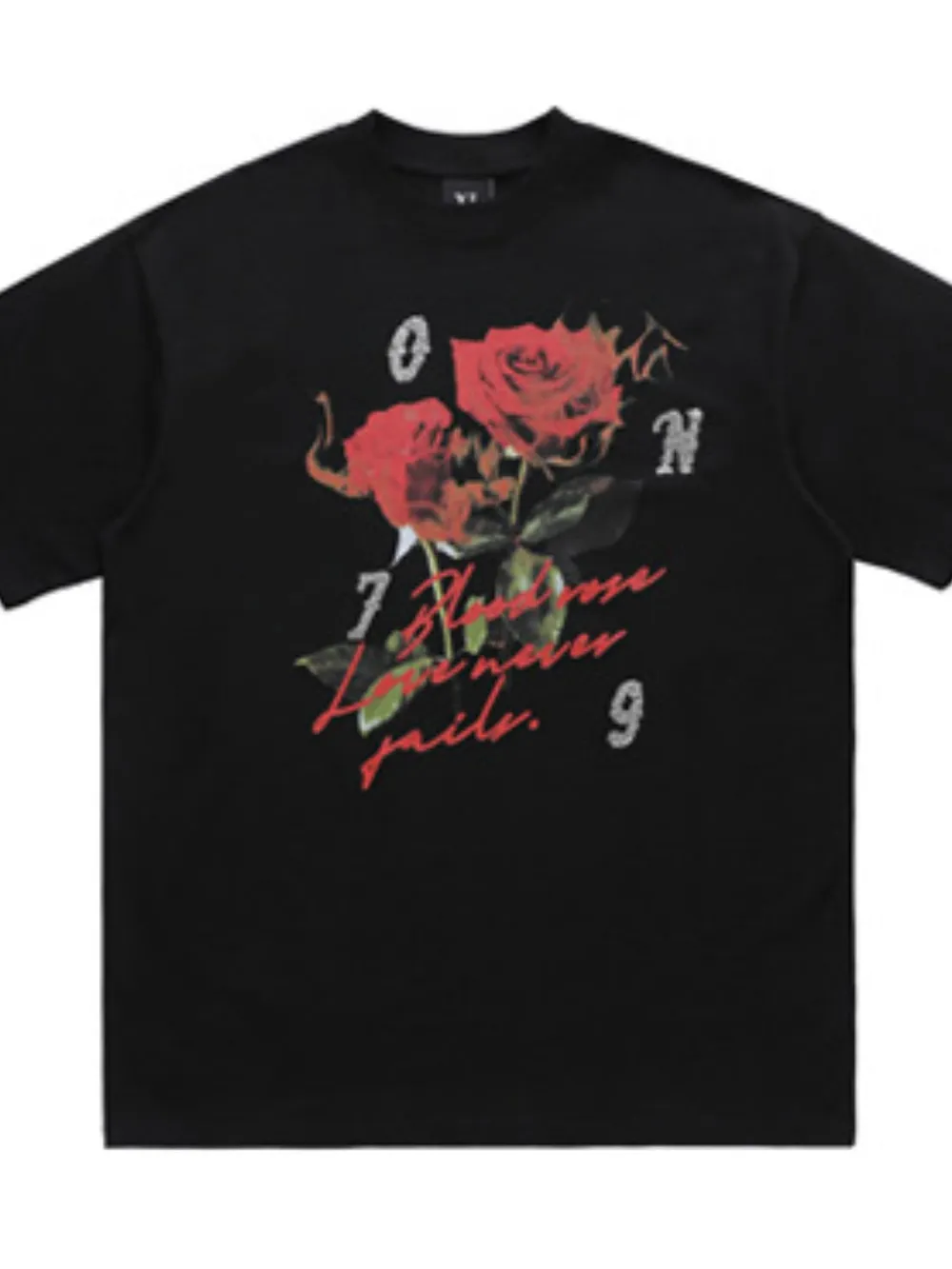 Men's Rose Graphic T-Shirt with Vintage Script Design, image 6