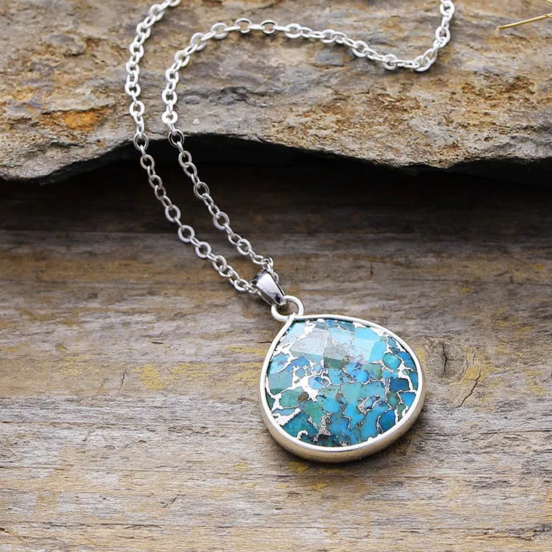 Turquoise Chain Pendant Necklace, image 2