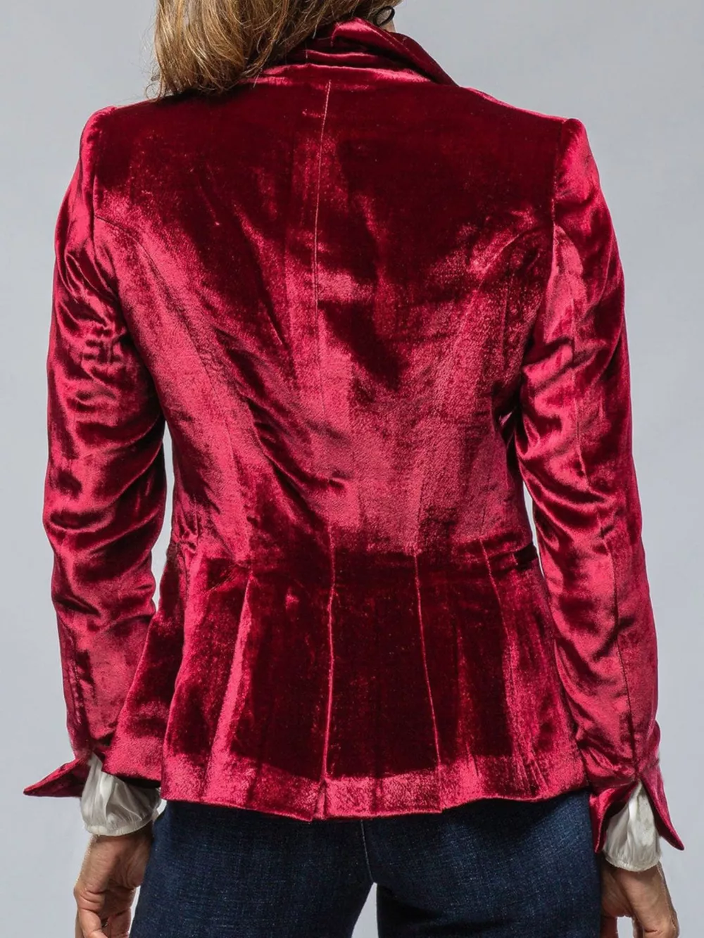 Velvet Lapel Collar Button Up Blazer, image 13