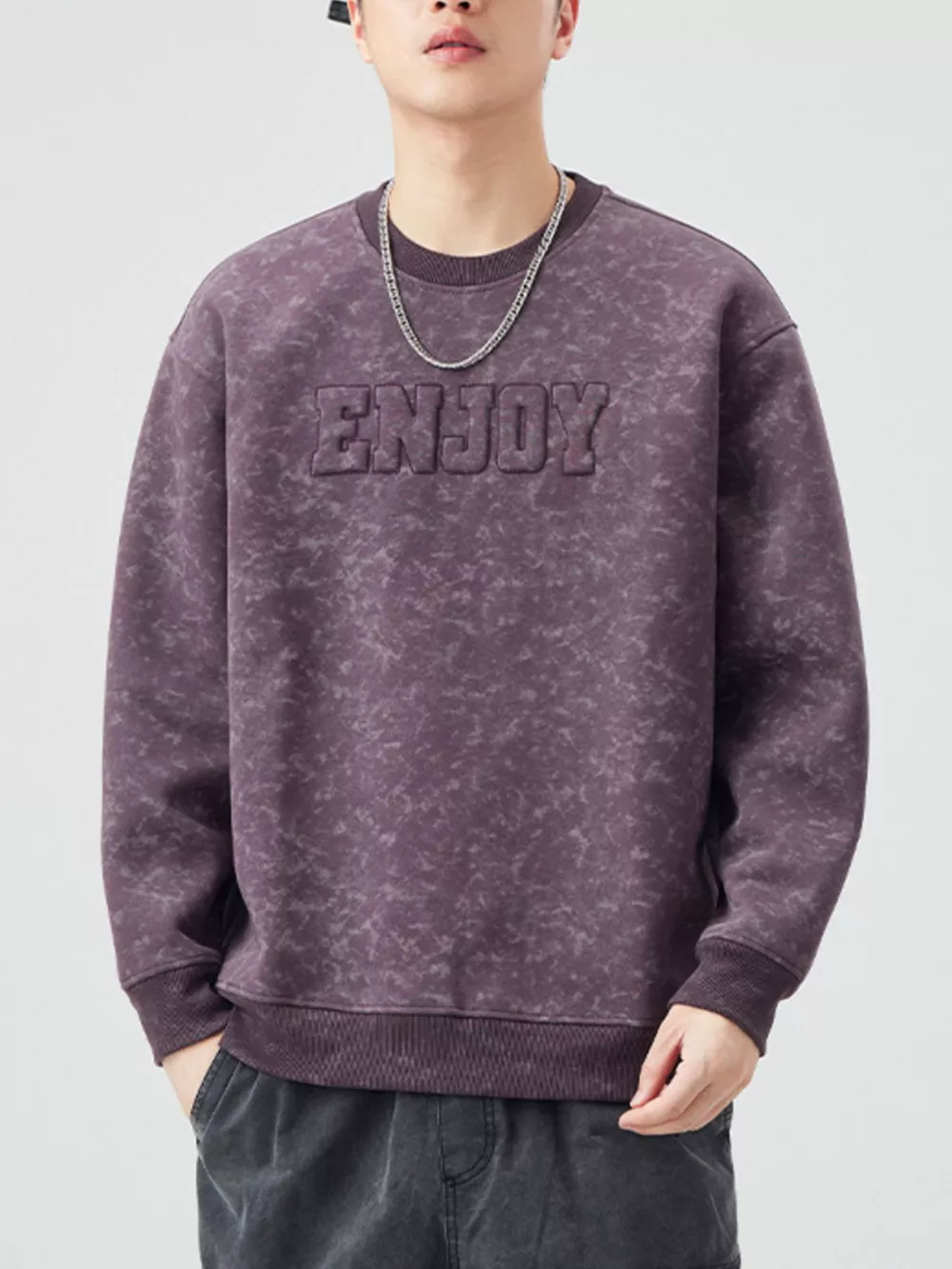 Men's Plus Size Enjoy Round Neck Long Sleeve Sweatshirt, image 10