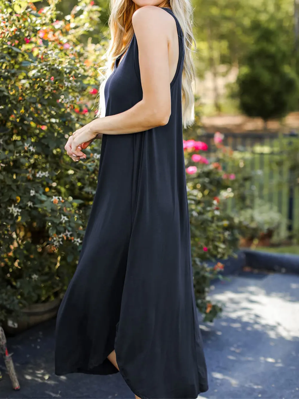 Full Size V-Neck Midi Tank Dress, image 3