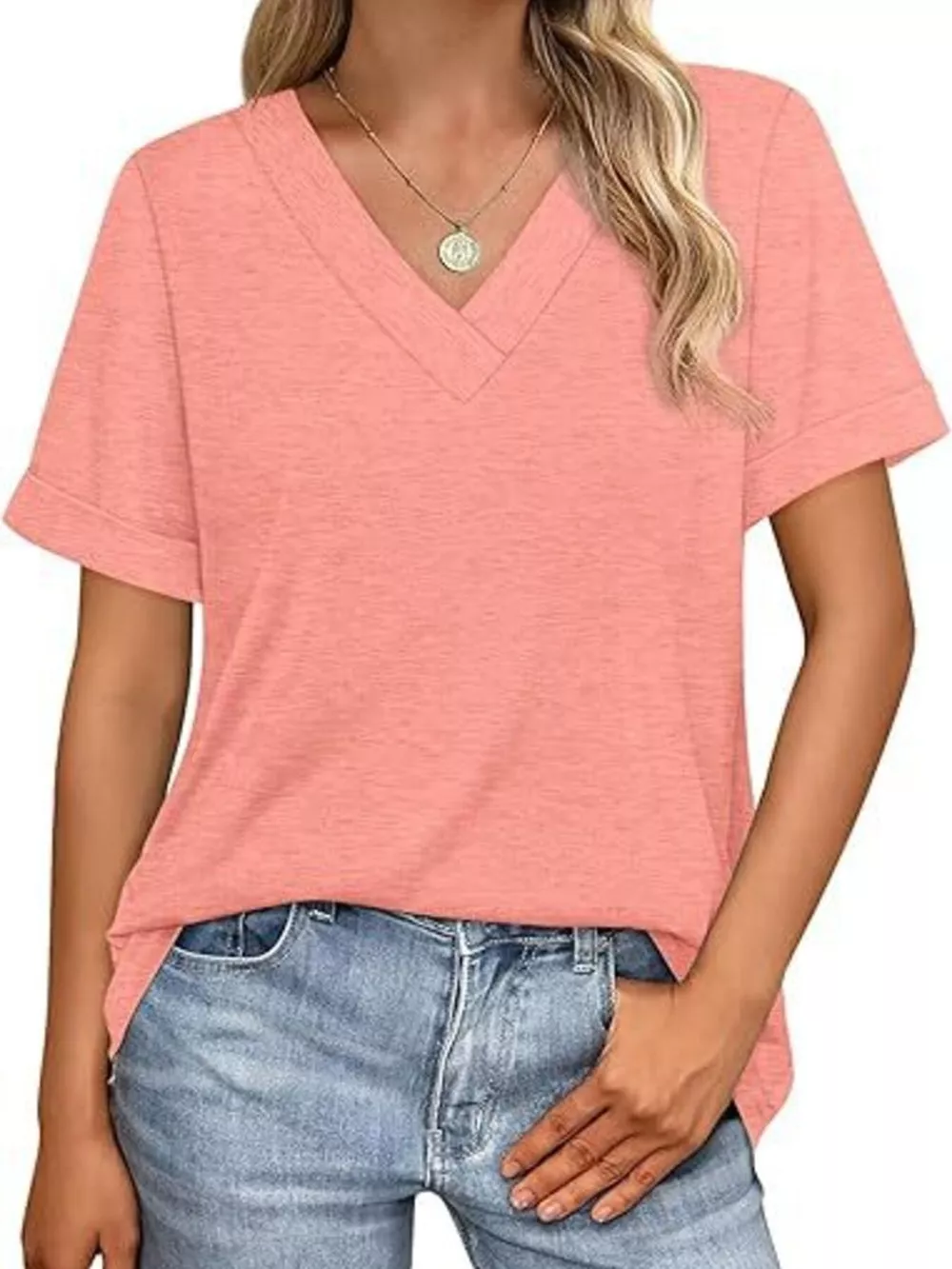 Casual V-Neck Short Sleeve T-Shirt, image 11